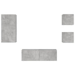 ZNTS 4 Piece TV Wall Cabinets with LED Lights Concrete Grey 3216884