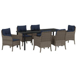 Garden Dining Set with Cushion 7 pcs Grey Poly Rattan 3380195