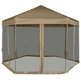 Hexagonal Pop-Up Marquee with Sidewalls 3.6x3.1 m Taupe 220g/m 362013