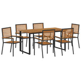 Garden Dining Set 7 pcs Black Solid Acacia Wood 3365460