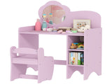 Kids Dressing Table with Mirror, Stool, Kids Vanity Table with Shelves, for Ages 3-8 Years, Purple T3398P422154