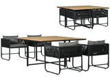 4 Seater Rattan Cube Garden Furniture Set, Rattan Dining Set with Cushions, Outdoor Dining Table and T3398P317831