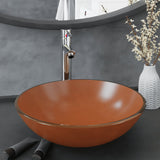 Bathroom Sink with Tap and Push Drain Brown Tempered Glass 3098458