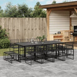 ZNTS 13 Piece Garden Dining Set Black Poly Rattan 3295055