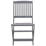 Garden Dining Set Grey Solid acacia wood Medium Foldable 3057871