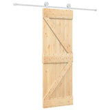 Sliding Door Natural and White 70 x 210 cm Solid Pine Wood 3445020