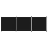 3-Panel Room Divider Black 525x180 cm Fabric 350281