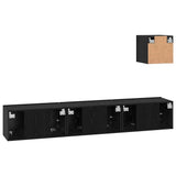 TV Cabinet Set Wall-mounted 4 pcs Black Oak Engineered Wood 3393148