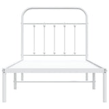 Bed Frame White Steel Single Bed Frame Rectangular Industrial 352620