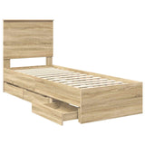 Bed Frame with Drawer Sonoma Oak 75 x 190 cm Engineer Wood 3411168
