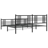 Metal Bed Frame without Mattress with Footboard Black 193x203cm 376348