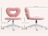 Armless Heart Computer Desk Chair, Teddy Fleece Swivel Office Chair, Makeup Vanity Chair with Height T3398P329890