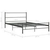 Bed Frame with Headboard without Mattress Grey 160x200 cm Metal 286495
