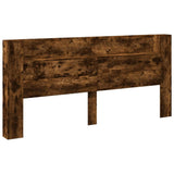 Headboard Cabinet with LED Smoked Oak 220x16.5x103.5 cm 839277