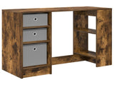 Desk with Drawer Smoked Oak 100 x 40 x 75 cm Engineered Wood 8000456
