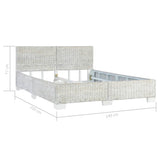 ZNTS Bed Frame without Mattress Grey Natural Rattan 140x200 cm 283091