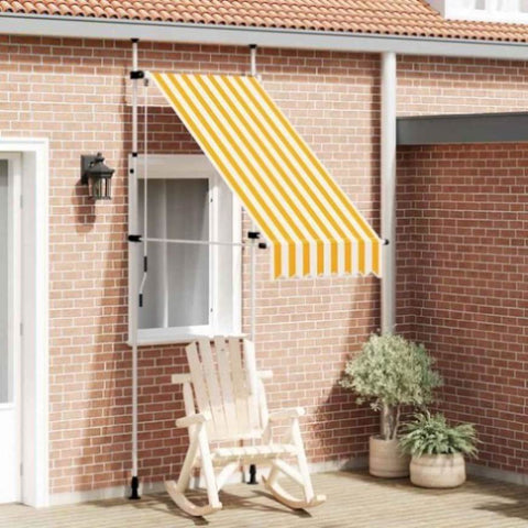 Manual Retractable Awning 100 cm Orange and White Stripes 145831