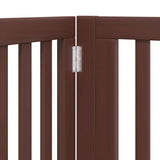Dog Gate with Door Foldable 12 Panels Brown 960 cm Poplar Wood 3155696