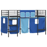 Kids'Loft Bed Frame with Curtains Black and Blue 100 x 190 cm 42020798