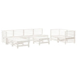 9 Piece Garden Lounge Set White Solid Wood Pine 3186299