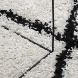 ZNTS Shaggy Rug High Pile Modern Cream and Black Ø 240 cm 375380