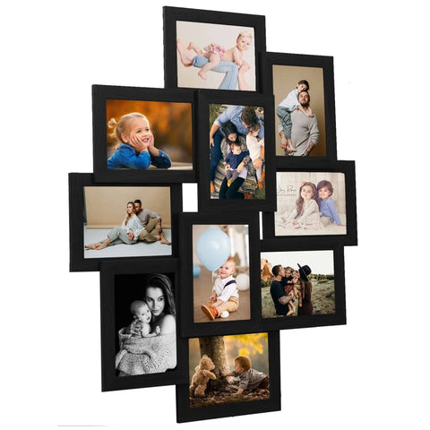 ZNTS Collage Photo Frame for 10x Picture Black MDF 332783