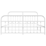 Bed Frame White Powder-coated steel Double Bed Frame 352650