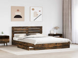Storage Bed with Drawer Smoked Oak 140 x 200 cm Engineered Wood 3411567