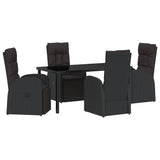 Garden Dining Set with Cushion 5 pcs Black Poly Rattan 3379530