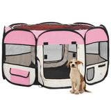 Foldable Dog Playpen with Carrying Bag Pink 125x125x61 cm 171011