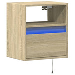 ZNTS Wall-mounted Bedside Cabinet with LED Lights Sonoma Oak 3307979