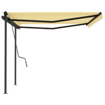 ZNTS Manual Retractable Awning with Posts 4x3 m Yellow and White 3070138