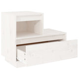 ZNTS Bedside Cabinet White 60x34x51 cm Solid Wood Pine 814376