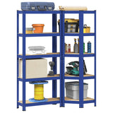 2 Piece 5-Layer Shelves Set Blue Steel&Engineered Wood 3307619
