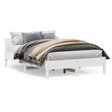 Bed Frame White Solid Pine Wood, Plywood King Size Durable 3216198