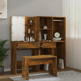 Dressing Table Set with LED Smoked Oak Engineered Wood 3114104