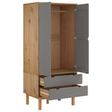 Wardrobe OTTA Brown and Grey 76.5x53x172 cm Solid Wood Pine 348589
