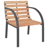 Garden Chair Set of 2 Brown Wood seat and backrest, steel frame 47937