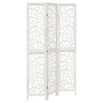 Room Divider 3 Panels White Solid Wood Paulownia 358735