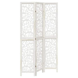 Room Divider 3 Panels White Solid Wood Paulownia 358735