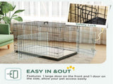 Foldable Dog Crate with 2 Doors with Tray, Soft Cushion, for Extra and Large Dogs, 105 x 70 x 75, T3398P376675