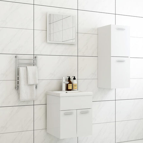 ZNTS Bathroom Furniture Set White Engineered Wood 3070991