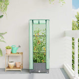 Raised Bed with Greenhouse Cover Rattan Look 40x40x123 cm 4015851