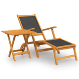 Outdoor Deck Chair with Table Solid Wood Acacia and Textilene 3120442
