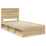 Bed Frame with Headboard Sonoma 100 x 200 cm Solid Pine Wood 3411048
