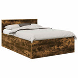 Bed Frame Smoked Oak 140 x 190 cm Engineered Wood 3408575