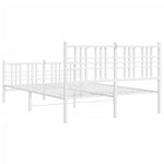ZNTS Metal Bed Frame without Mattress with Footboard White 120x190cm 376388