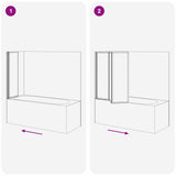 Shower Screen Folding Black 120 x 2 x 117 cm Aluminium 42009754