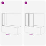 Bath Screen Folding Frosted 120 x 117 cm Aluminium & PP Panel 42023504