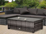 PE Rattan Garden Coffee Table, with Glass Table Top - Grey T3398P314126